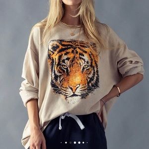 ON SIZE LEFT! Tiger Face Graphic Sweatshirt
